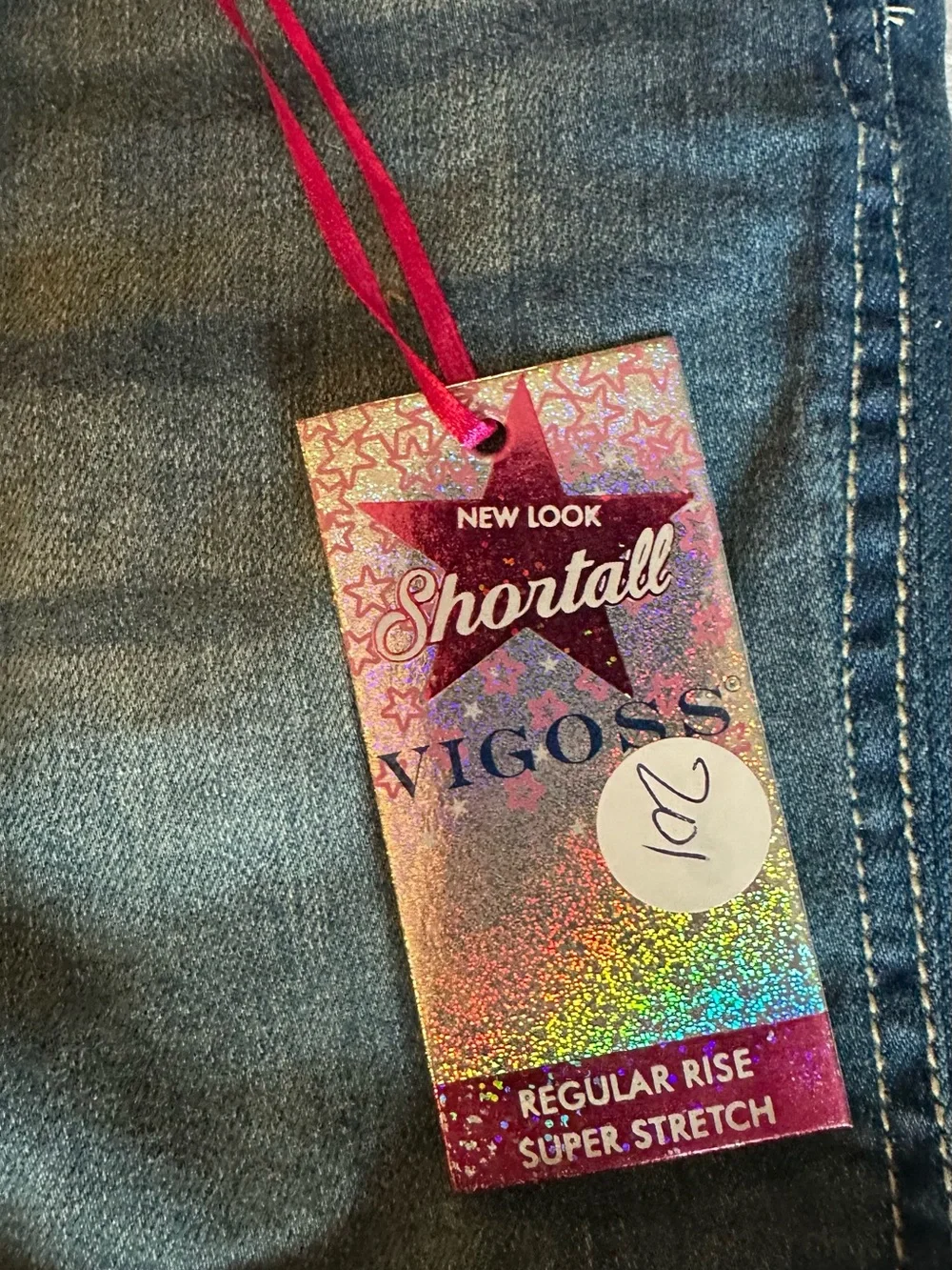Vigoss Blue Denim Overalls with Rainbow Straps and Star Patch